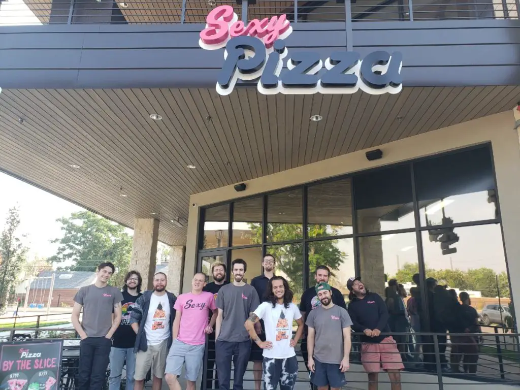Sexy Pizza exterior and crew.
