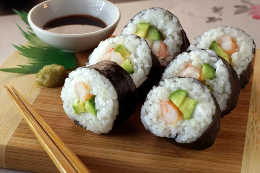 A traditional sushi roll.