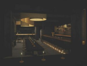 A rendering of the elegant Sushi Row interior.